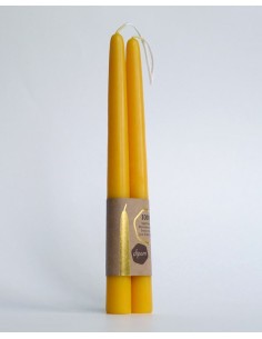 Twee bijenwas dompelkaarsen ø 2,2 cm 25 cm hoog