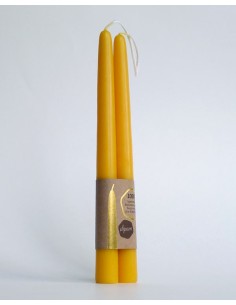 Twee bijenwas dompelkaarsen ø 2,2 cm 30 cm hoog