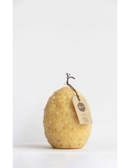 Bijenwas Ei-kaars met bloemen