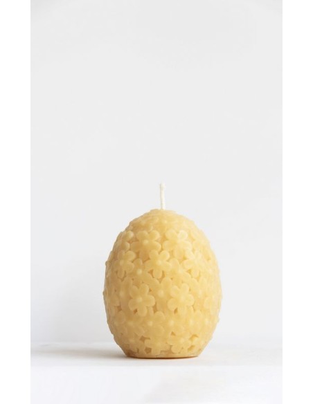 Bijenwas Ei-kaars met bloemen