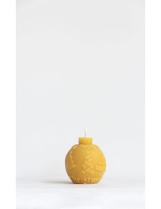  6 x 5 cm. Bijenwaskaars Kerstbal 2